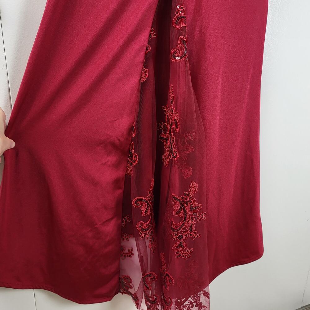 Nox Anabel Sequined Mermaid Prom Sweetheart Maxi Dress w/ Lace Floral Train | S - Picture 9 of 11